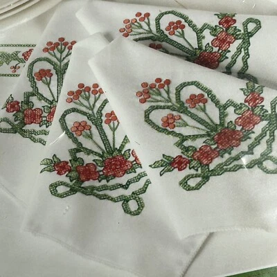 Bucilla Stamped Cross Stitch Napkins 86591 Set of 4 Victorian Frieze 16"X16" NOS - Image 1 of 4