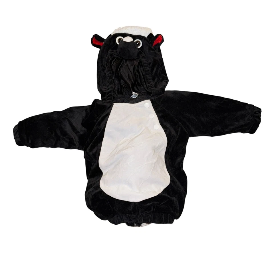 Baby Skunk Costume Unisex Boys Girls 12-18 Months Black White Faux Fur Tail - Image 1 of 4