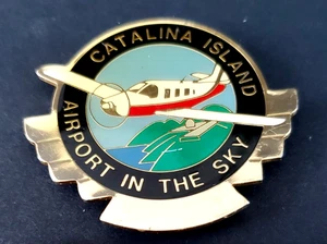 Catalina Island Flughafen Magnet Flughafen im Himmel goldfarben bunt Emaille 2" - Bild 1 von 3