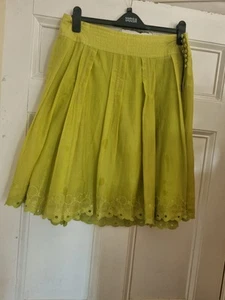 Monsoon Size 16 Skirt Green, Cotton /SILK MIX Embroidered Decoration at Bottom - Picture 1 of 6
