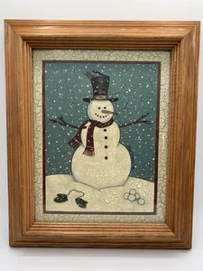Schneemann Schneeflocken Fäustlinge Schneebälle Bilderrahmen süß Winter Deko signiert - Bild 1 von 4