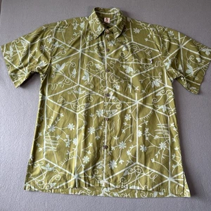 Wayan Natural Wear Vintage Mens 2XL Green Hawaiian Button Up Short Sleeve Shirt - Picture 1 of 14