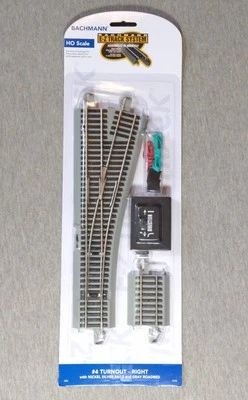 Bachmann E-Z Track HO #4 RH Turnout w/ Nickel Silver Rails & Gray Roadbed 44558 - Image 1 of 3