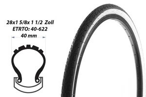 28 Zoll Fahrrad Reifen 28x1 5/8x1 1/2 City Bike 40-622 Mantel Weiswand - Bild 1 von 4