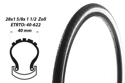 28 Zoll Fahrrad Reifen 28x1 5/8x1 1/2 City Bike 40-622 Mantel Weiswand - Bild 1 von 4