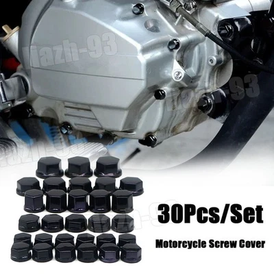 Kit de accesorios de tapa de perno de tuerca de tornillo de motocicleta de plástico negro cromado Foto 1 de 4