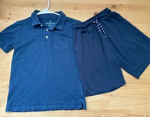 Boys 7/8 J Crew Crewcuts Navy Soft / comfort INS 7" Shorts + Polo Shirt 14"x19" - Picture 1 of 11