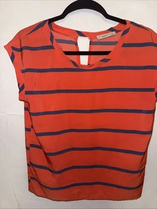 Women's Abercrombie & Fitch Essentials Sleeveless Orange Stripe Top Blouse,Small - Picture 1 of 3