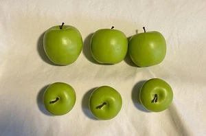 *EUC* 6 Artificial Apples - Lifelike Yellowish Green Fruit 3 Lg 3 Sm - Realistic - Picture 1 of 2