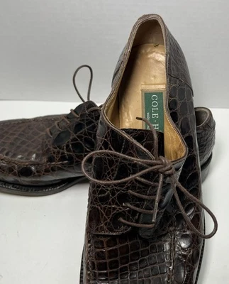 Zapatos de Vestir Vintage Cole Haan Genuinos Cocodrilo Marrón Talla 10.5 D Hechos en Italia Foto 1 de 4