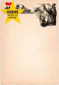 Hoja de papel original de soldados soviéticos, en blanco, tanques y campesinos obras de arte Segunda Guerra Mundial - Imagen 1 de 3