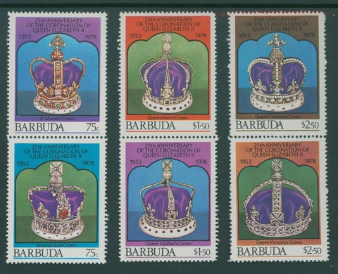 Barbuda Scott #345-347 MNH PAIRS Queen Elizabeth II Coronation 25th $$ 396314 Cover
