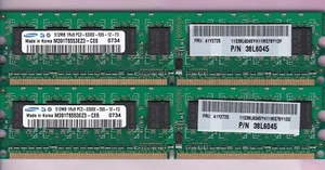1GB 2x512MB SAMSUNG PC2-5300E DDR2-667 ECC M391T6553EZ3-CE6 IBM 38L6045 41Y2725 - Picture 1 of 2