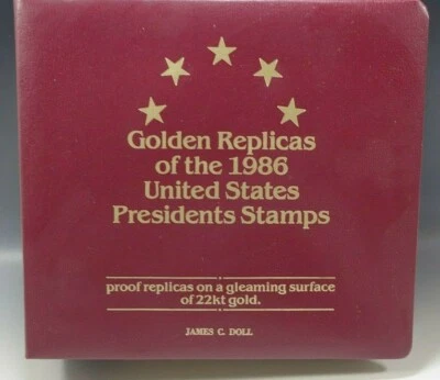 36 GOLDEN REPLICAS 1986 UNITED STATES PRESIDENTS SET 1st DAY COVER SET 22K GOLD - Image 1 of 4