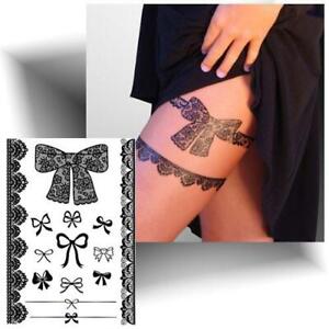 ►TATOUAGE TEMPORAIRE JARRETIERE DENTELLE NOIRE (Tattoo éphémère femme sexy )◄
