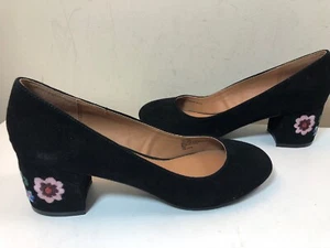 Nanette Lapore Embroidered Suede Black Daphne Pumps Size 10 - Picture 1 of 12