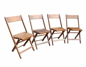 Vintage Palmer Snyder Dark Oak Wood Folding Chairs 4 Pack C Grade USED - Picture 1 of 3