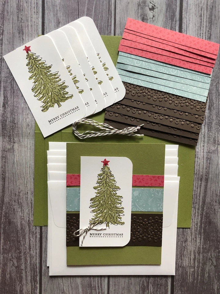Kit para hacer tarjetas de Feliz Navidad Stampin Up árbol de Navidad kit de tarjetas hechas a mano Foto 1 de 4
