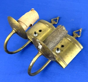 Pair C.1935 LEVOLITE Brass Sconce Light Fixtures, Original Labels, Switches Work - Picture 1 of 11