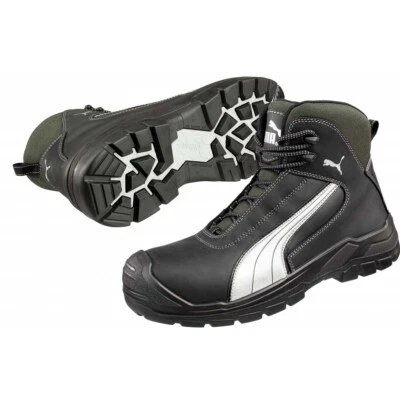 Botas de seguridad Puma CASCADES MID negras fibra de vidrio puntera cuero zapatos S3 HRO SRC