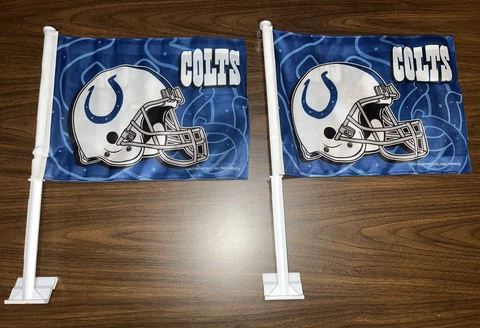 2 NEW Indianapolis Colts NFL 15” x 11” Car Window Flags Rico Ind. Double Sided Cover