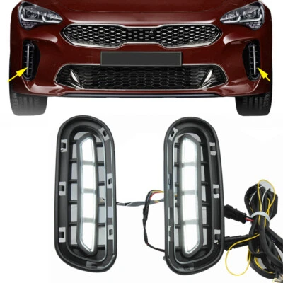 12V LED Daytime Running DRL Day Light Fit For Kia Stinger 2018 2019 2020 - Image 1 of 4