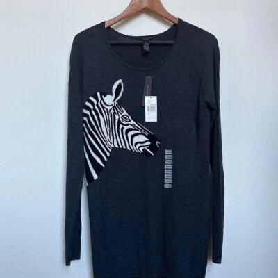 Vestido moderno corto gris y negro con cabeza de cebra ONLY MINE para mujer Foto 1 de 4