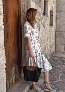 ZARA ZW COLLECTION PRINT DRESS ~ Size L ~ Ecru | 5216/045 - Picture 1 of 13