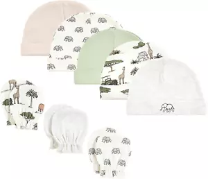 Unisex Baby Cotton Cap and Scratch Mitten Set, 0-6 Months - Picture 1 of 12