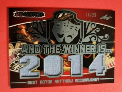 MATTHEW MCCONAUGHEY WORN RELIC CARD #11/25 2020 LEAF POP CENTURY BEST ACTOR 2014 - Image 1 of 2