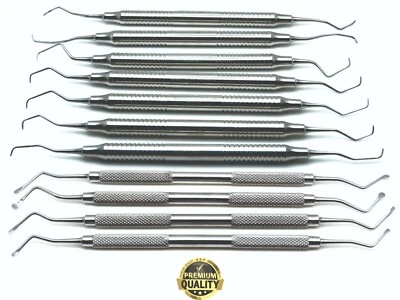 Juego de 11 curetas dentales Gracey periodontal 12-1314 y Lucas quirúrgicas 85-88 Foto 1 de 3