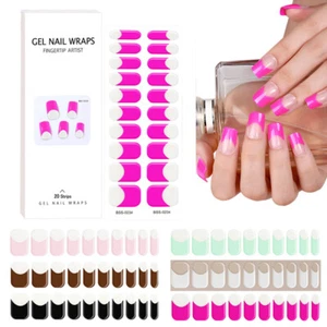 Gel Nail Sticker UV Lamp Semi-Cured French Patch DIY Manicure Full Cover Wraps - Picture 1 of 20
