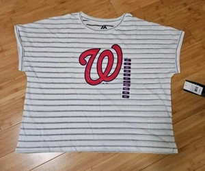 Washington NationalsT-shirt Women's XXLg MAJESTIC White Grey MLB Tee - Picture 1 of 10