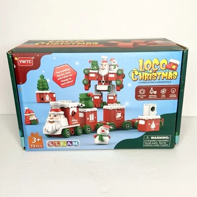 Christmas Train Block Set • Loco Christmas • Santa Train/Robot Block Set 73pc - Image 1 of 2