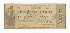 1862 50c The Parish of Concordia - Vidalia, LOUISIANA Note - Picture 1 of 2