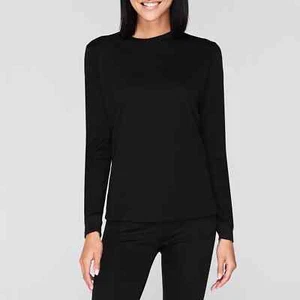 Ladies Campri Sports Thermal Baselayer Long Sleeve Tee T-Shirt Top Black - Picture 1 of 4