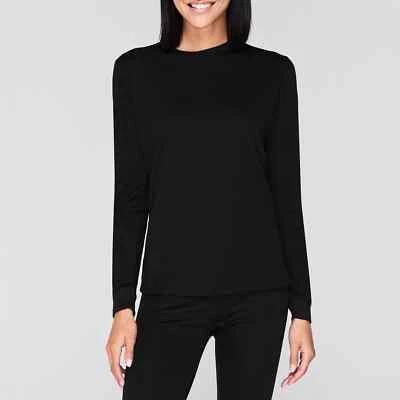 Ladies Campri Sports Thermal Baselayer Long Sleeve Tee T-Shirt Top Black - Image 1 of 4
