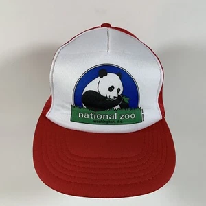 Vintage 1984 National Zoo Panda Snapback Mesh Trucker Hat Cap, Red (Fonz DC) - Picture 1 of 8