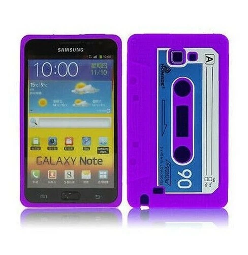 Cover Case Samsung Silicone Galaxy Note i9220 N7000 Cassette K7 Purple - Image 1 of 1
