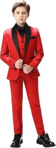 Boy's Suits Shawl Lapek Formal Wear Set Evening Party Wedding Groom Three Pieces - Picture 1 of 27