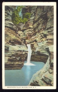 Veiw of Whispering Falls Watkins Glen NEW YORK 1926 Vintage Postcard - Picture 1 of 1