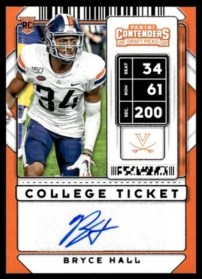 2020 Panini Contenders Draft Picks Ticket Foil Bryce Hall Auto Virginia - Image 1 of 2