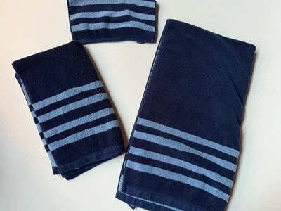 RARE RALPH LAUREN Light *BLUE Navy 1 BATH HAND TOWEL WASHCLOTH Vintage Clean! - Image 1 of 4