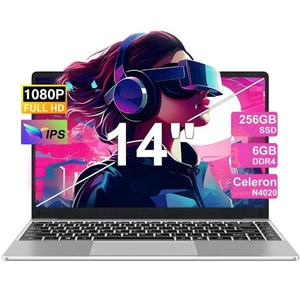 Silver Business or Gaming Laptop, Intel Celeron N4020, 6GB RAM+256 GB SSD - Picture 1 of 4