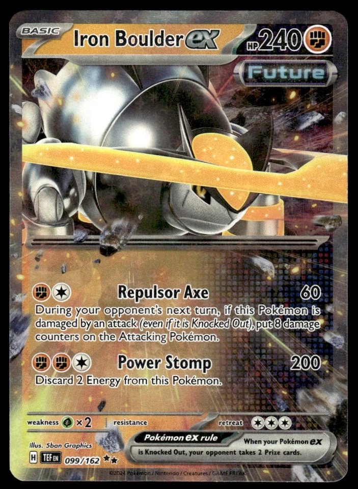 Pokemon TCG SV05: Temporal Forces #099/162 Iron Boulder ex NM - Image 1 of 2