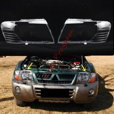 Both Headlight Lens Cover + Sealant For Mitsubishi Pajero Montero 2001-2006 — 第 1/4 张图片