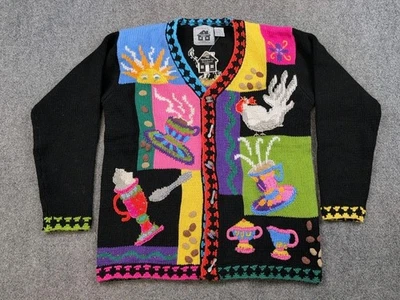 Suéter Botón Pollos Café Libro Cuentos Vintage Nuevo Con Etiquetas Foto 1 de 4