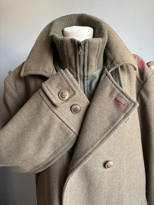 JOE BROWNS military wool TRENCH COAT 48 50 XXL khaki long duster heavy great - Image 1 of 4