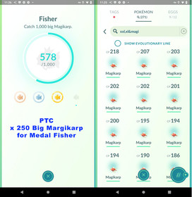 Pokemon Go - Plantium Medal - Big Magikarp (&times;250) For Medal Fisher - Mini P T C