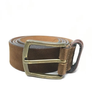 Massimo Dutti Dress Belt Mens Size 40 Brown Suede Made Spain Brass Buckle - Picture 1 of 8